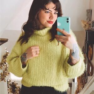 Express Fuzzy Chartreuse Sweater